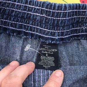 Faded Glory Elastic Waist Back Dark Denim Blue Jean Short Skirt Girls 8 Buttons